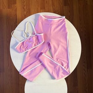 Alo Pink Striped High-Waist Leggings & Sports Bra Set